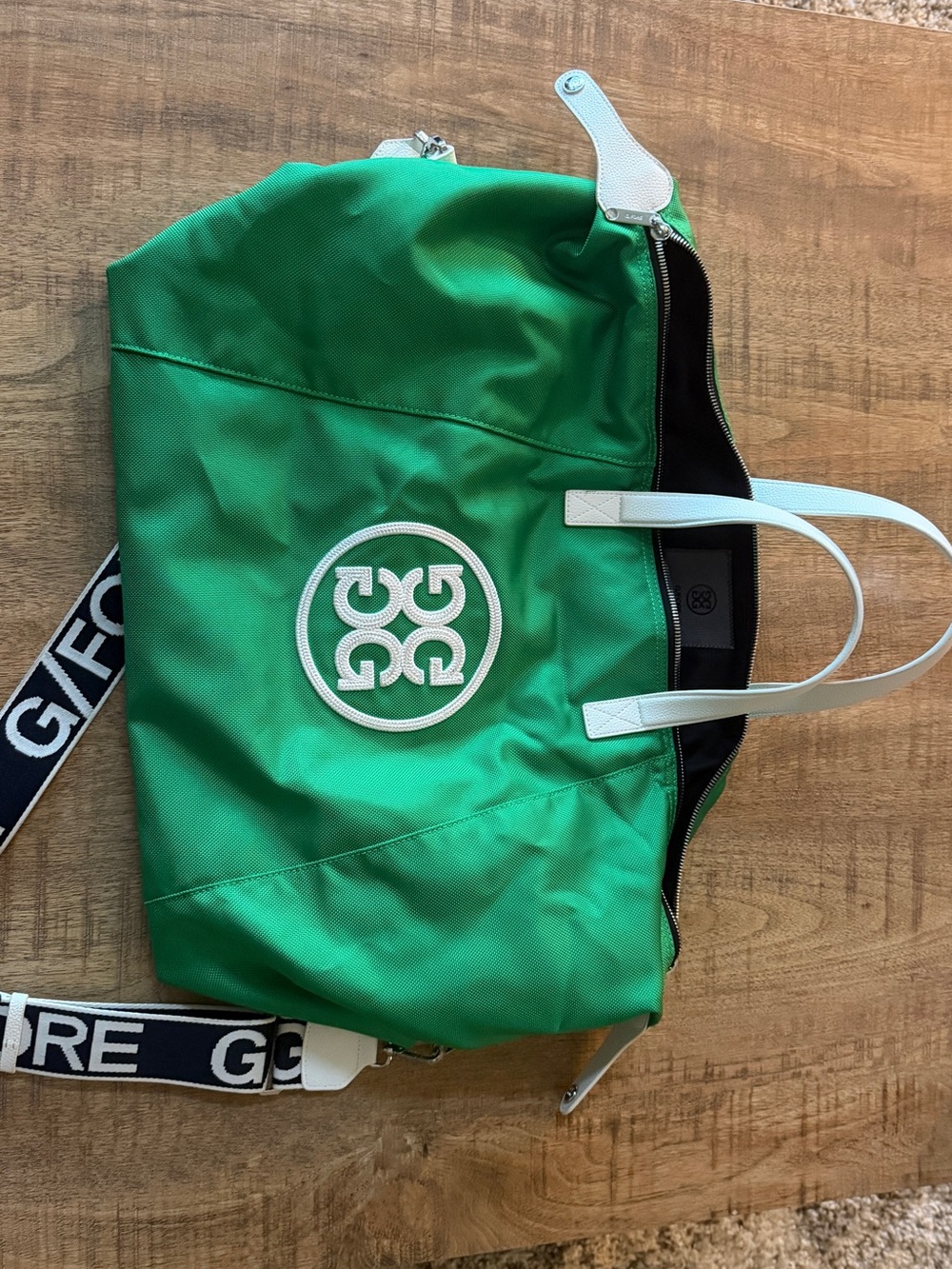 G/Fore Green Nylon Duffel with White Logo and Handles